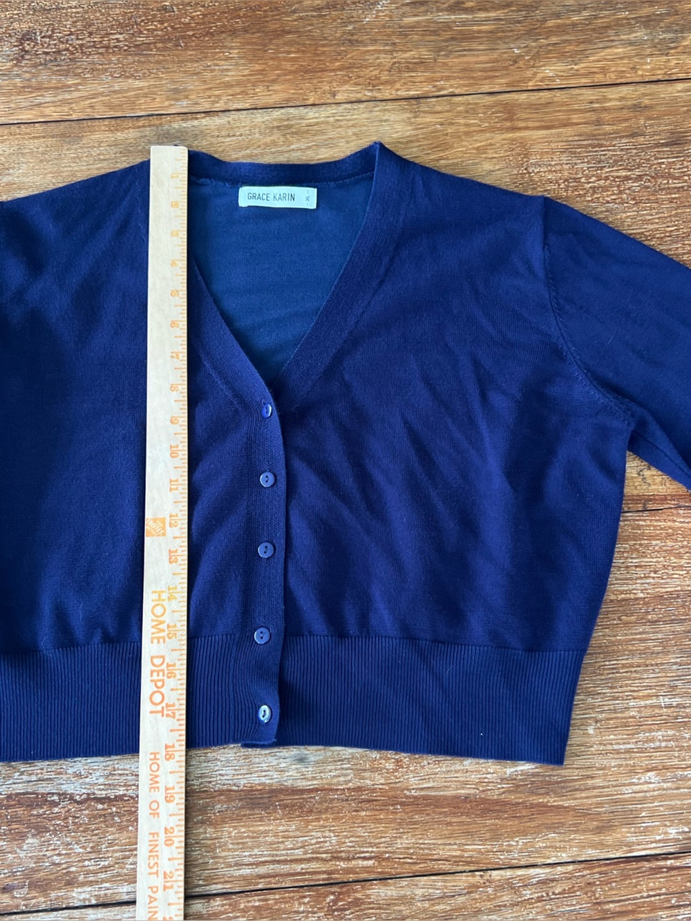 GRACE KARIN Cropped V-Neck Cardigan Sweater Set Navy Black Size XL - Picture 7 of 16